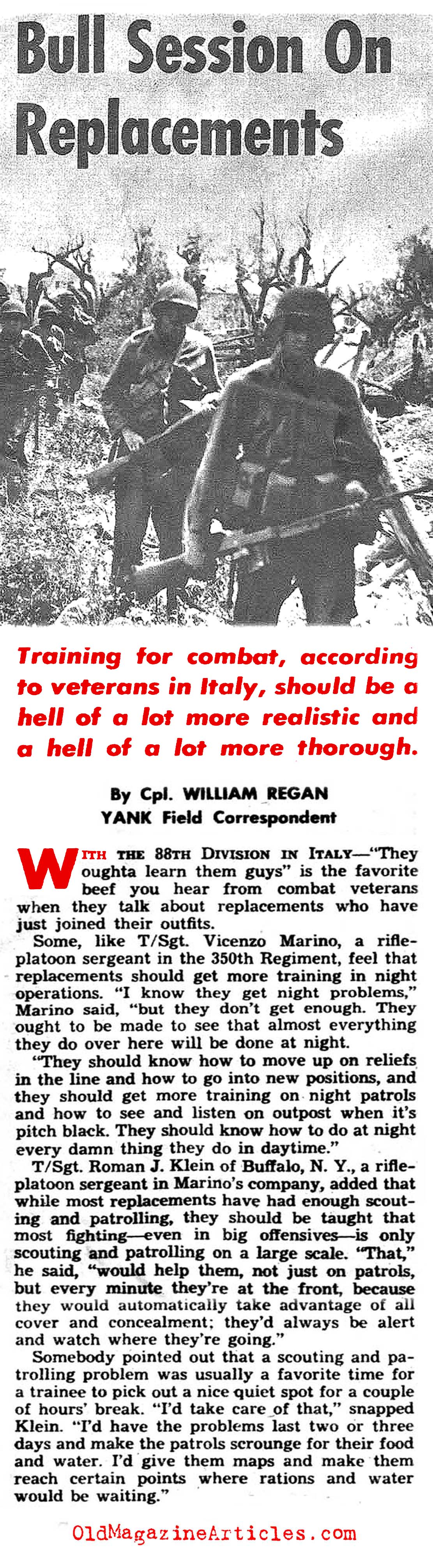 Inadequacies in Combat Training (Yank Magazine, 1945)